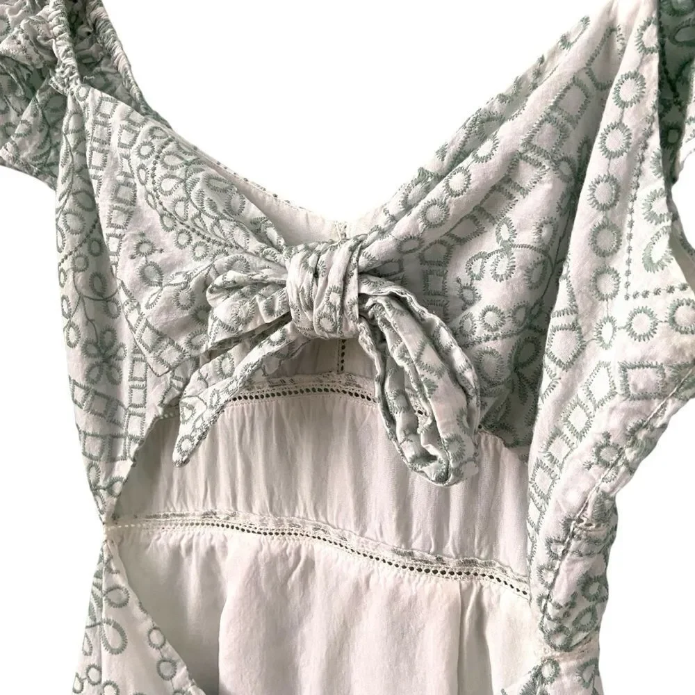 MINKPINK Ruffled Off-Shoulder Embroidered Patterned Mini Dress in Size XS